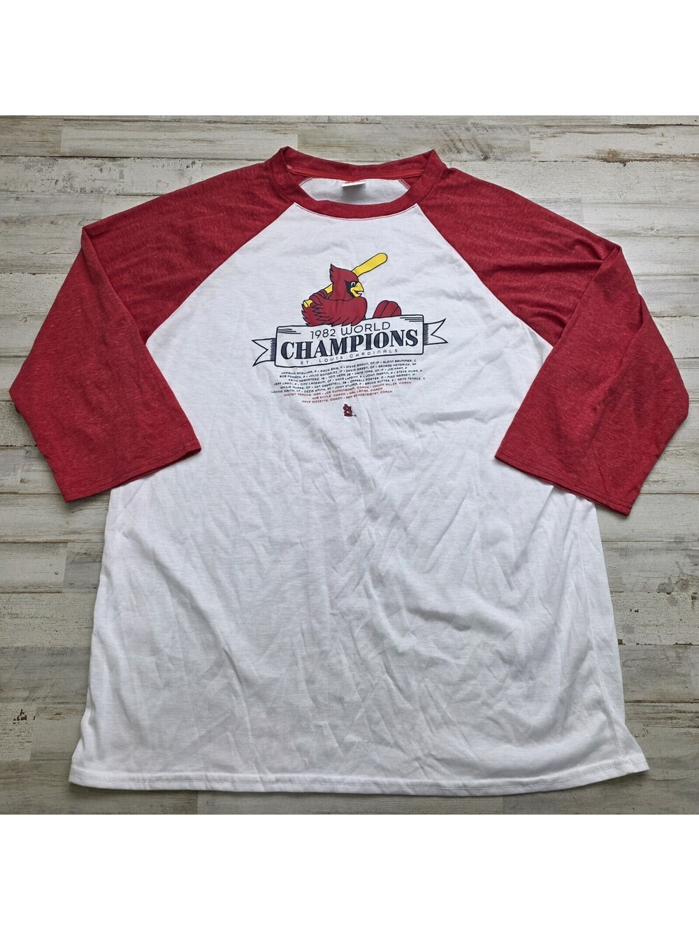 St. Louis Cardinals 1982 World Series Champs Graphic Retro Raglan T-Shirt   XL
